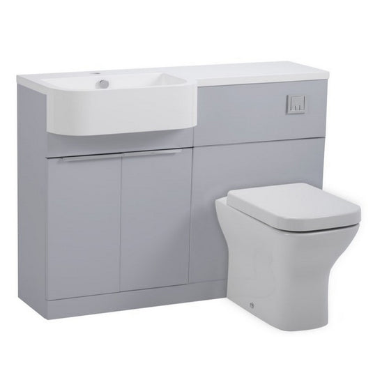 Tavistock Match 1000mm Combination Vanity Unit (LH) - Gloss Light Grey - MAT10L.G - Bathroom Shack