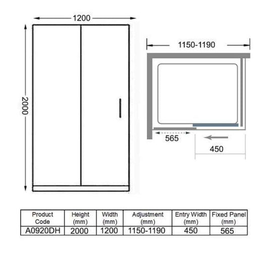 Merlyn 8 Series 1200mm Frameless Sliding Shower Door - Chrome - A0920DH - Bathroom Shack