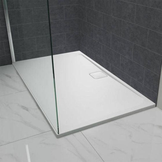 Merlyn Level 25 1700 x 760mm Rectangular Shower Tray with 90mm Fast Flow Waste & Cover - White - L1776RT - Bathroom Shack