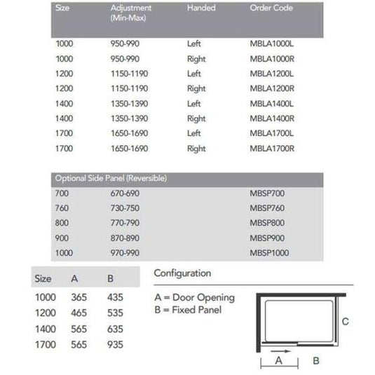 Merlyn MBOX Sliding Shower Door (Low Level Access) 1400mm Right Hand - MBLA1400R - Bathroom Shack