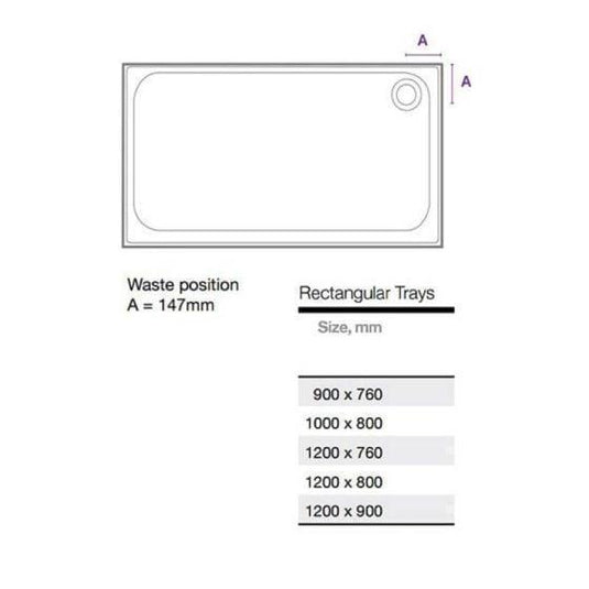 Merlyn Touchstone 1000 x 800mm Upstand Rectangular Shower Tray without Waste - White - S108RTUP - Bathroom Shack