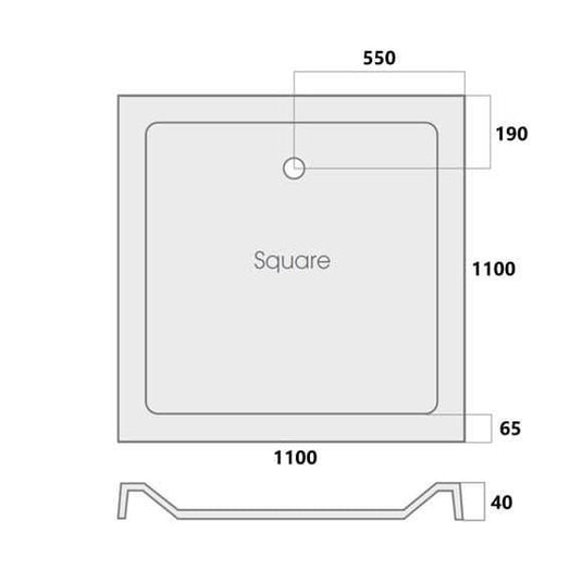 MX Elements 1100 x 1100mm Low Profile Square Shower Tray - White - Bathroom Shack