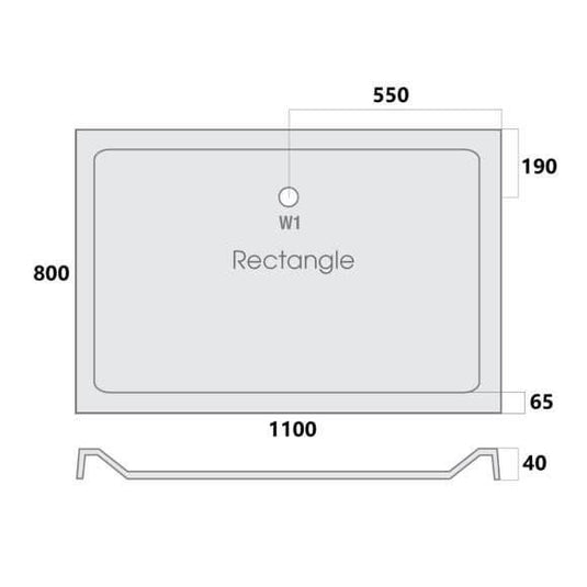 MX Elements 1100 x 800mm Low Profile Rectangular Shower Tray - White - Bathroom Shack