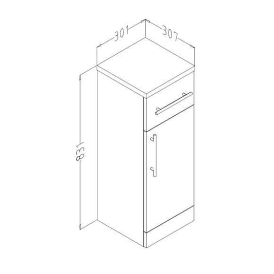 Oceana Arctic 300mm Drawer Line Base Unit - Gloss White - Bathroom Shack