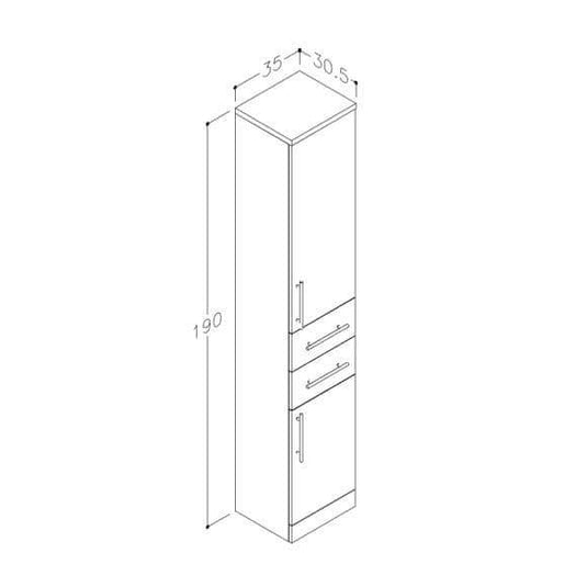 Oceana Arctic 350mm 2 Door Tall Unit - Gloss White - Bathroom Shack