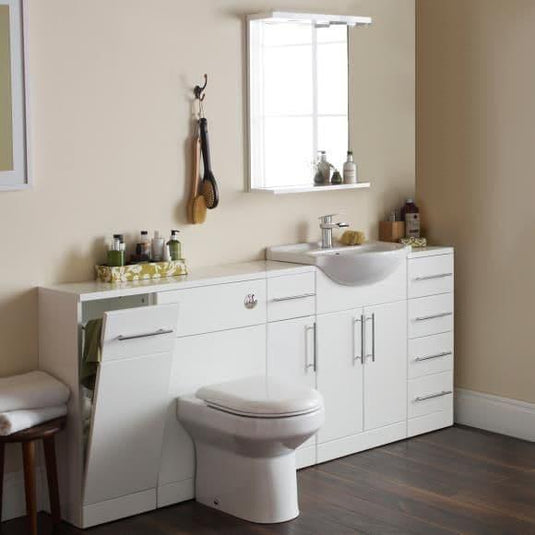 Oceana Arctic 450mm Mirror & Light Wall Unit - Gloss White - Bathroom Shack