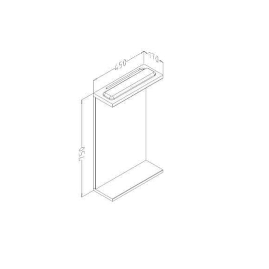 Oceana Arctic 450mm Mirror & Light Wall Unit - Gloss White - Bathroom Shack