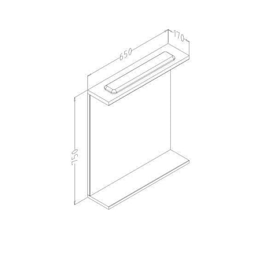 Oceana Arctic 650mm Mirror & Light Wall Unit - Gloss White - Bathroom Shack