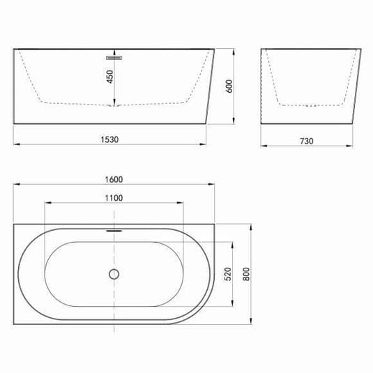 Oceana Barmouth 1600mm J Shape Freestanding Bath (LH) - Bathroom Shack