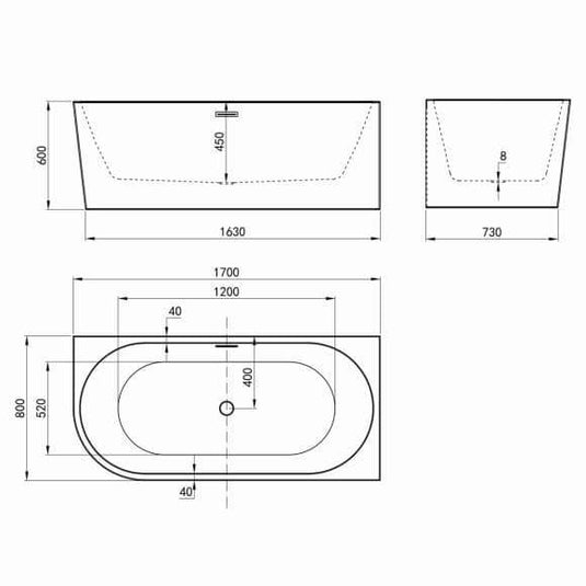 Oceana Barmouth 1700mm J Shape Freestanding Bath (RH) - Bathroom Shack