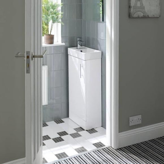 Oceana Bijou 400 Floorstanding Vanity Unit & Basin in Gloss White - Bathroom Shack