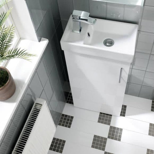 Oceana Bijou 400 Floorstanding Vanity Unit & Basin in Gloss White - Bathroom Shack