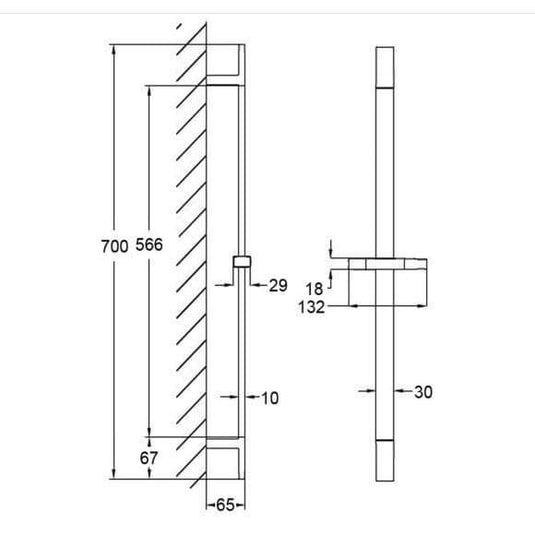 Oceana Blox Square Shower Sliding Rail Kit - Bathroom Shack