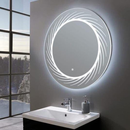 Oceana Grace 800mm Round LED Mirror - Chrome - Bathroom Shack