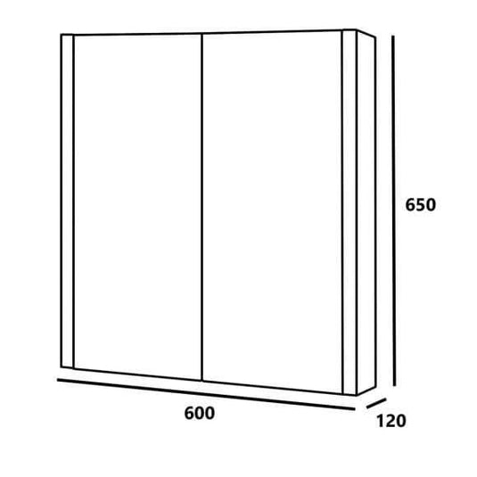 Oceana Kara 600 Double Door Mirror Cabinet - Gloss White - Bathroom Shack