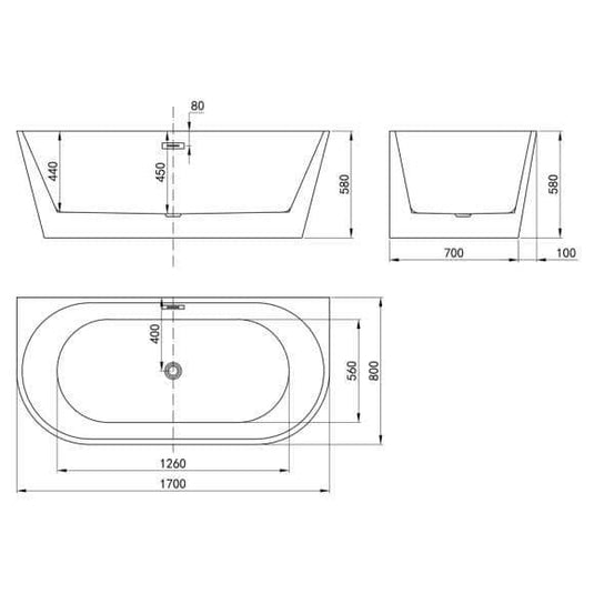 Oceana Langland 1700mm Freestanding Double Ended Bath - Bathroom Shack