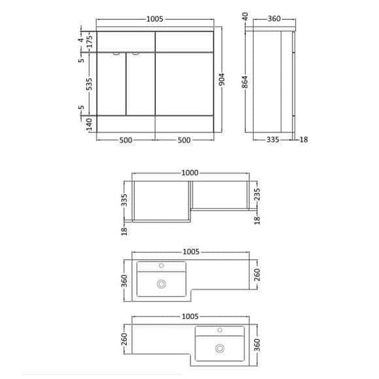 Oceana Rio 1000mm Furniture Set & Basin in Grey Avola (RH) - Bathroom Shack