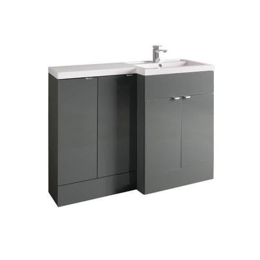 Oceana Rio 1200 Type A Furniture Set & Basin in Grey Gloss (LH) - Bathroom Shack