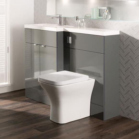 Oceana Rio 1200 Type A Furniture Set & Basin in Grey Gloss (LH) - Bathroom Shack