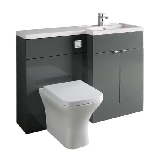 Oceana Rio 1200 Type A Furniture Set & Basin in Grey Gloss (RH) - Bathroom Shack