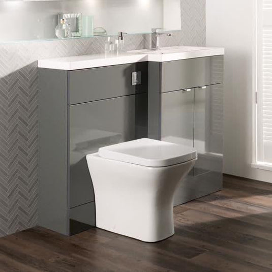 Oceana Rio 1200 Type A Furniture Set & Basin in Grey Gloss (RH) - Bathroom Shack