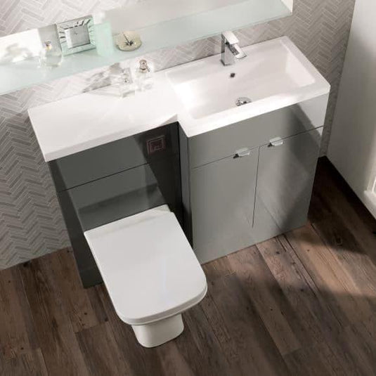 Oceana Rio 1200 Type A Furniture Set & Basin in Grey Gloss (RH) - Bathroom Shack