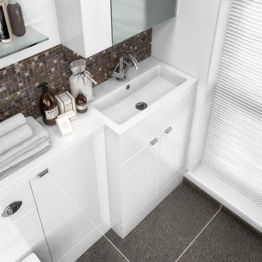 Oceana Rio 1500 Type A Furniture Set & Basin in Gloss White (RH) - Bathroom Shack
