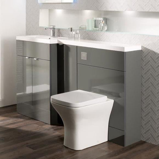 Oceana Rio 1500 Type B Furniture Set & Basin in Grey Gloss (LH) - Bathroom Shack