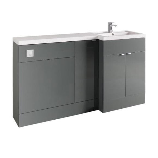 Oceana Rio 1500 Type B Furniture Set & Basin in Grey Gloss (RH) - Bathroom Shack