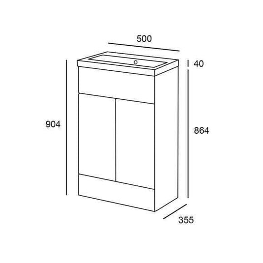 Oceana Rio 500mm Full Depth Base Unit in Grey Mist Gloss - Bathroom Shack