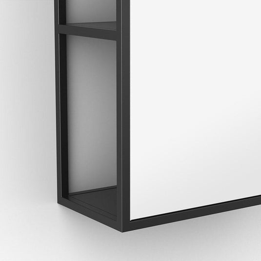Origins Dockside Mirror With Open Shelving 30 - Black - Bathroom Shack