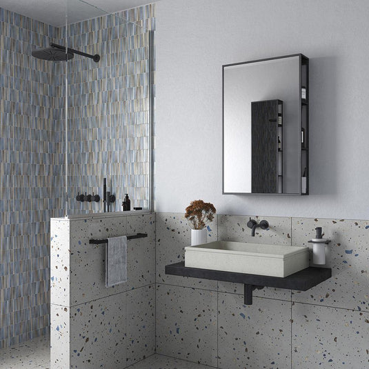 Origins Dockside Mirror With Open Shelving 30 - Black - Bathroom Shack