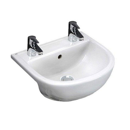 RAK Ceramics Compact 45cm Semi Recessed Basin - 2 Tap Holes - Alpine White - CO2901NCHAWHA - Bathroom Shack
