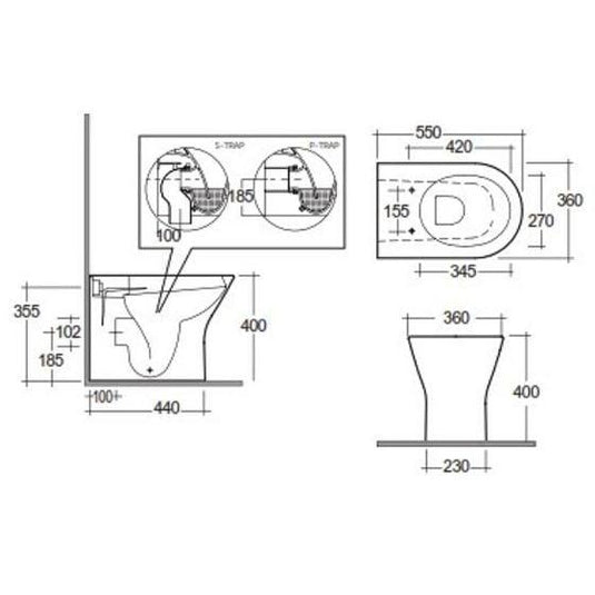 RAK Ceramics Feeling Rimless Back to Wall Toilet Pan - Matt White - RST19500A - Bathroom Shack