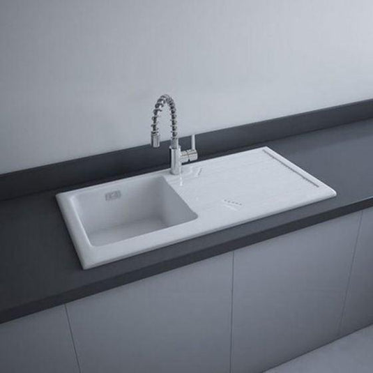 RAK Ceramics Gourmet Sink 4 - Single Bowl Kitchen Sink with Reversible Drainer - OC176AWHA - Bathroom Shack