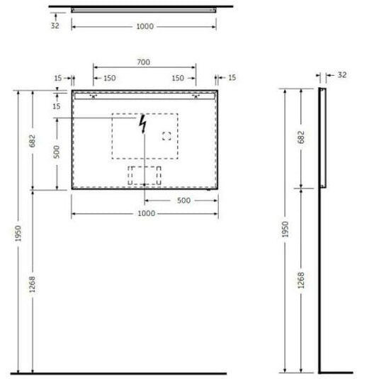 RAK Ceramics Joy Wall Hung Mirror with LED Light & Demister 100 x 68cm - JOYMR10068LED - Bathroom Shack