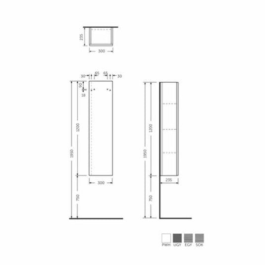 RAK Ceramics Joy Wall Hung Tall Cabinet 120cm - Moka Walnut - JOYTS120MOK - Bathroom Shack