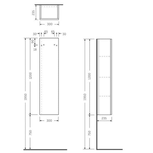 RAK Ceramics Joy Wall Hung Tall Storage Unit - Scandinavian Oak - JOYTS120SOK - Bathroom Shack