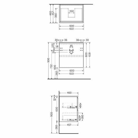 RAK Ceramics Joy Wall Hung Vanity Unit 60cm - Pure White - JOYWH060PWH - Bathroom Shack