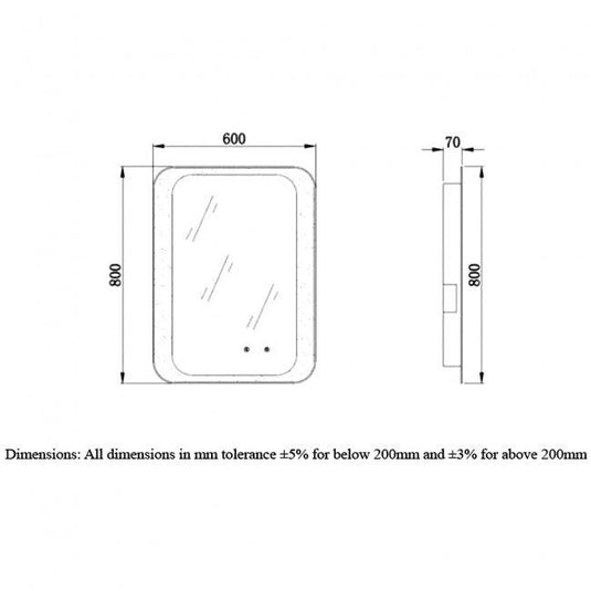 RAK Ceramics Moon Led Mirror With On/Off Switch Demister Pad And Bluetooth 600 x 800mm - RAKHAR5003 - Bathroom Shack
