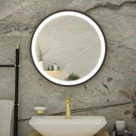 RAK Ceramics Picture Round 600 x 600mm LED Illuminated Mirror - Matt Black - RAKPICRNMB5001 - Bathroom Shack