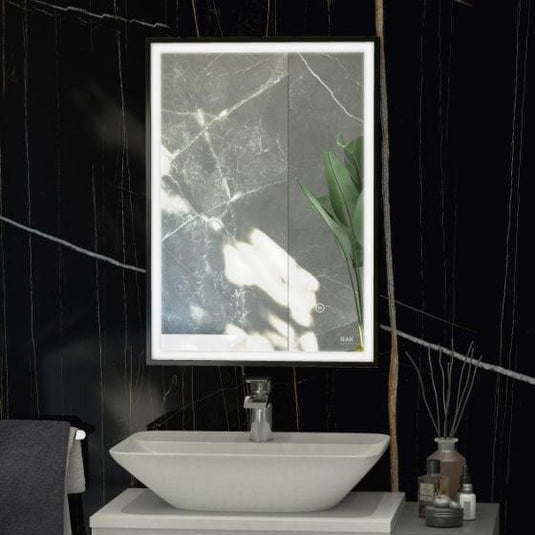RAK Ceramics Picture Square 500 x 700mm LED Illuminated Mirror - Matt Black - RAKPICSQMB5001 - Bathroom Shack