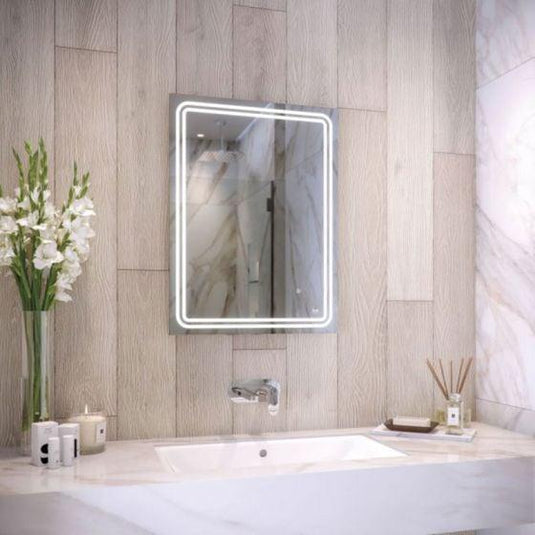 RAK Ceramics Pluto 800 x 600mm LED Illuminated Portrait Bluetooth Mirror With Demister - RAKPLU5002 - Bathroom Shack