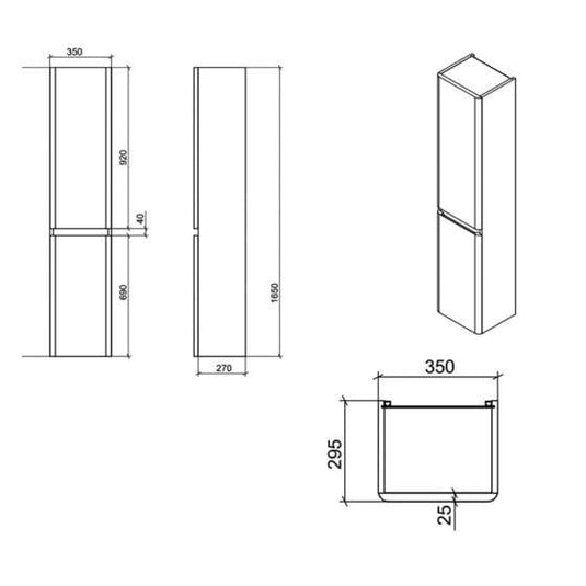 RAK Ceramics Resort Wall Hung Tall Storage Unit - Matt Denim Blue - RAKRSTTSU35604 - Bathroom Shack