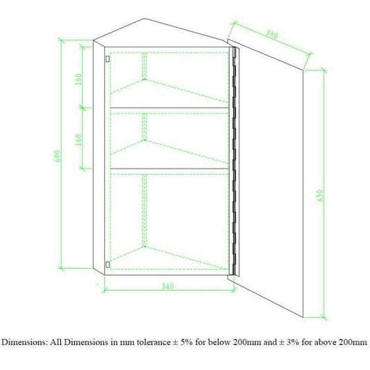 RAK Ceramics Riva Stainless Steel Single Corner Cabinet With Mirrored Door - 12SL704HP - Bathroom Shack