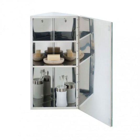 RAK Ceramics Riva Stainless Steel Single Corner Cabinet With Mirrored Door - 12SL704HP - Bathroom Shack