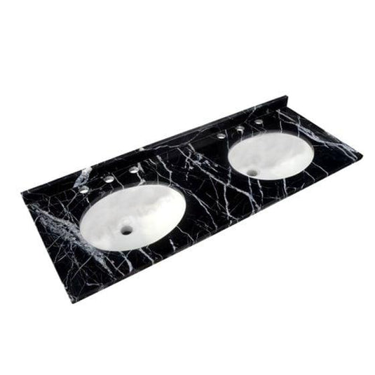 RAK Ceramics Washington 1200mm Marble Countertop & Drop In Basin - 3 Tap Holes - Black - RAKWCM120B3 - Bathroom Shack