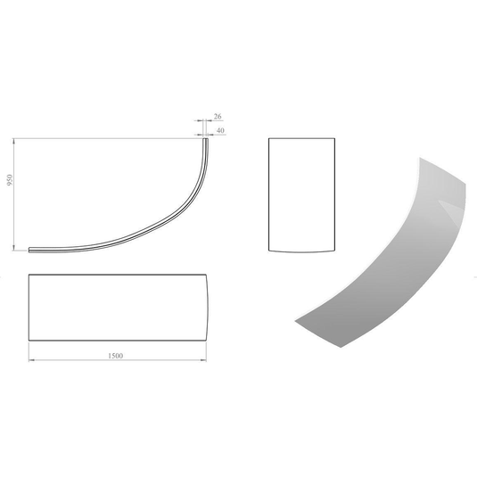 Ruby 1500mm Offset Corner Bath Panel - RUBY105679 - Bathroom Shack