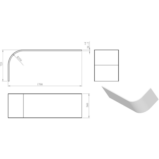 Ruby 1700mm J Shape Bath Panel - RUBY105678 - Bathroom Shack