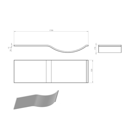 Ruby 1700mm P Shape Front Bath Panel - White - RUBY104768 - Bathroom Shack